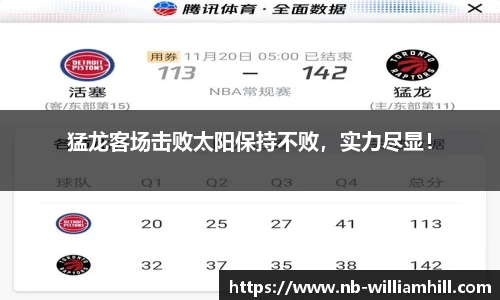 猛龙客场击败太阳保持不败，实力尽显！